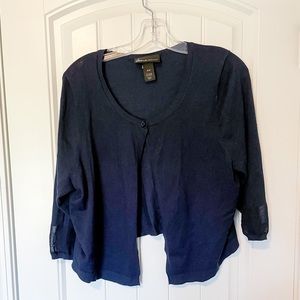 LB 14/16 navy 3/4 sleeve single button cardigan